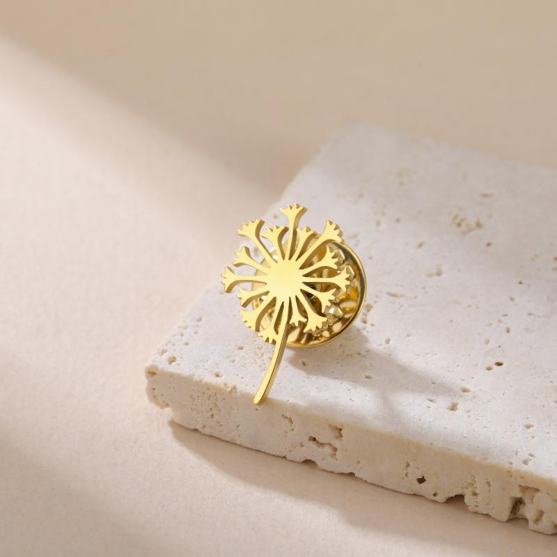 Löwenzahn Brosche Edelstahl Trendige Anstecknadeln Brosche Für Damen Herren Anzug Kragen Abzeichen Schmuck Geschenk gold