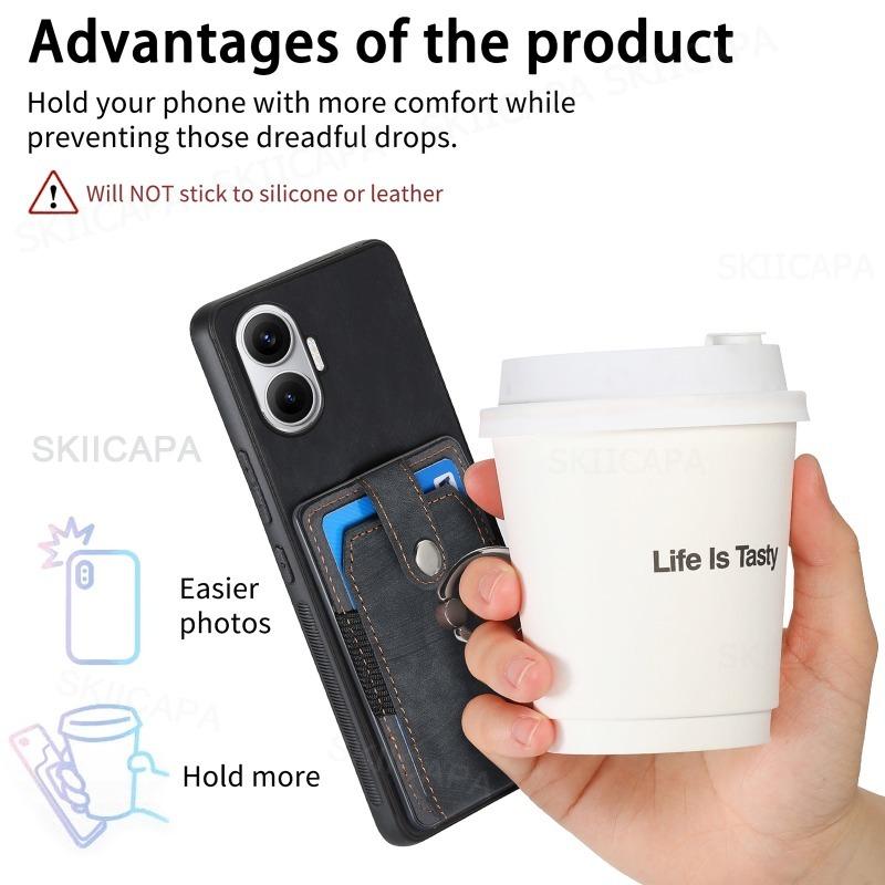 For POCO F7 Leather Magnetic Wallet Card Slot Ring Holder Case for POCO F7Pro F7 Ultra X7 Pro Stand Shockproof Cover Funda