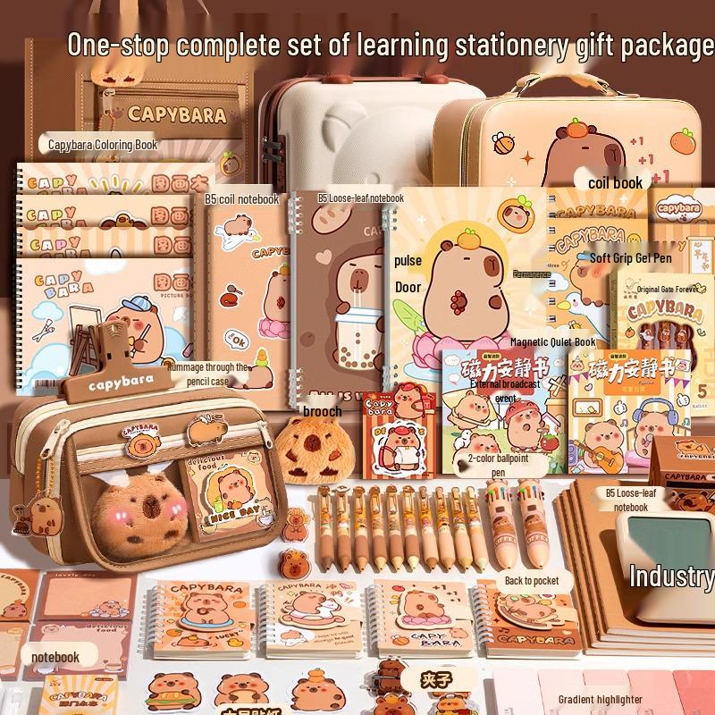 Capybara Stationery Gift Box for First Grade Boys & Girls - School Supplies Set for Back To School