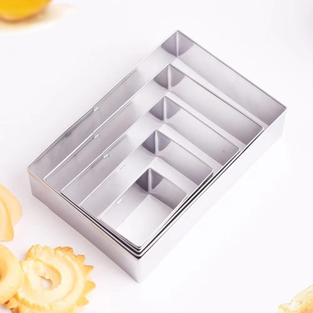 5Pcs/Set Stainless Steel Cookie Cutter Rectangle Dough Mold Bake Tools Biscuit Mold  Pastry