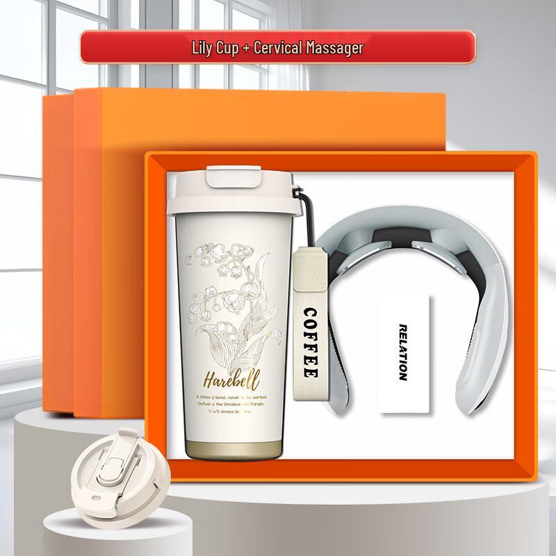 Luxury Gift Set: Lily of the Valley Coffee Cup & Neck Massager