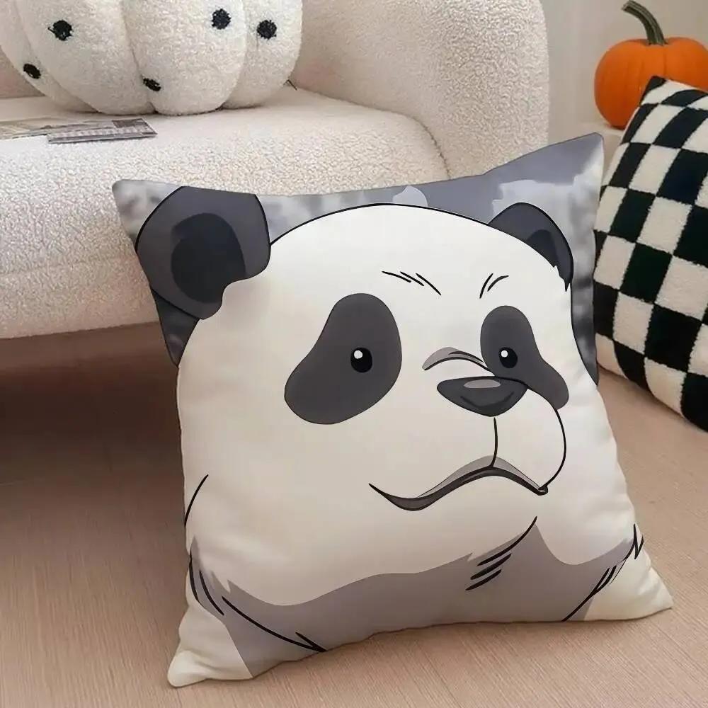 Panda Pillow Cover Polyester Printed Cute Cartoon Cushion Case Sofa Home Decor Xcm Bedroom Living Room Throw Pillowcase Gift