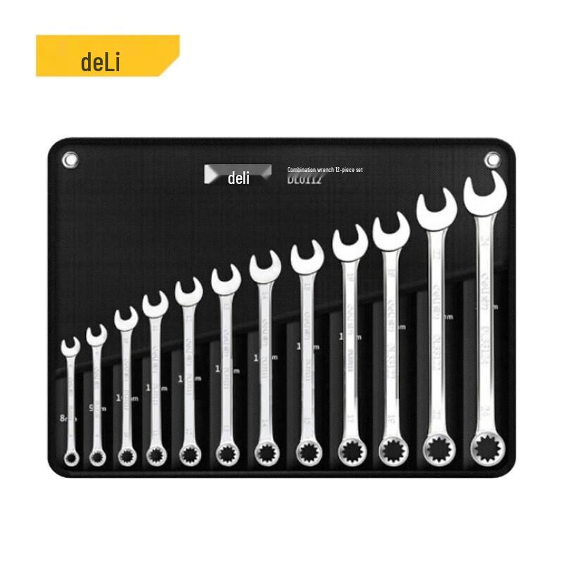 Deli 12-Piece Mirror-Polished Dual-Purpose Wrench Set