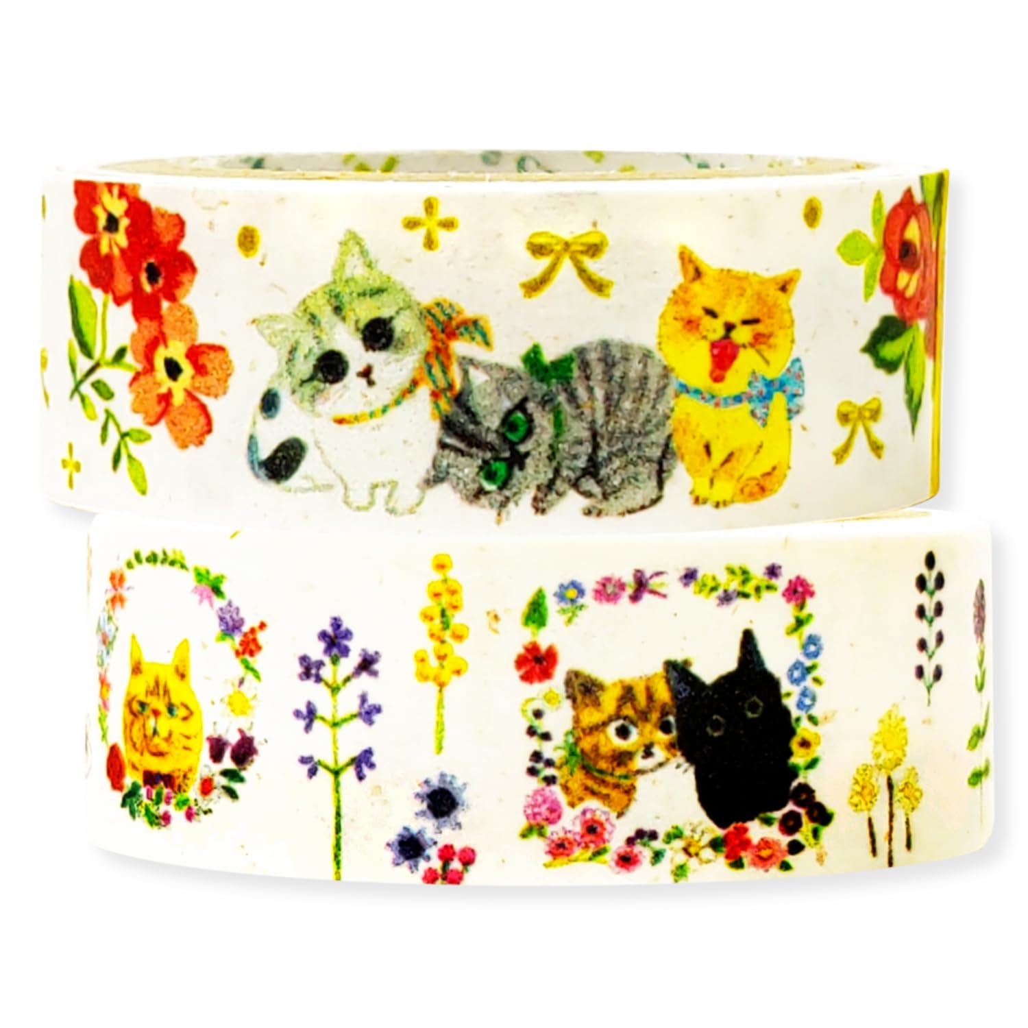 

Banana Paper Cat Flower Shinzi 15mm 3m set Seal-do Japanese-made Tape, & Design, Katoh, width, length, 2-roll (bp-tp-30013)