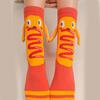 Magnetic Hand Holding Middle Calf Socks Funny Cartoon Food Themed Hamburger Hot Dogs Print Crazy Design Socks for Women
