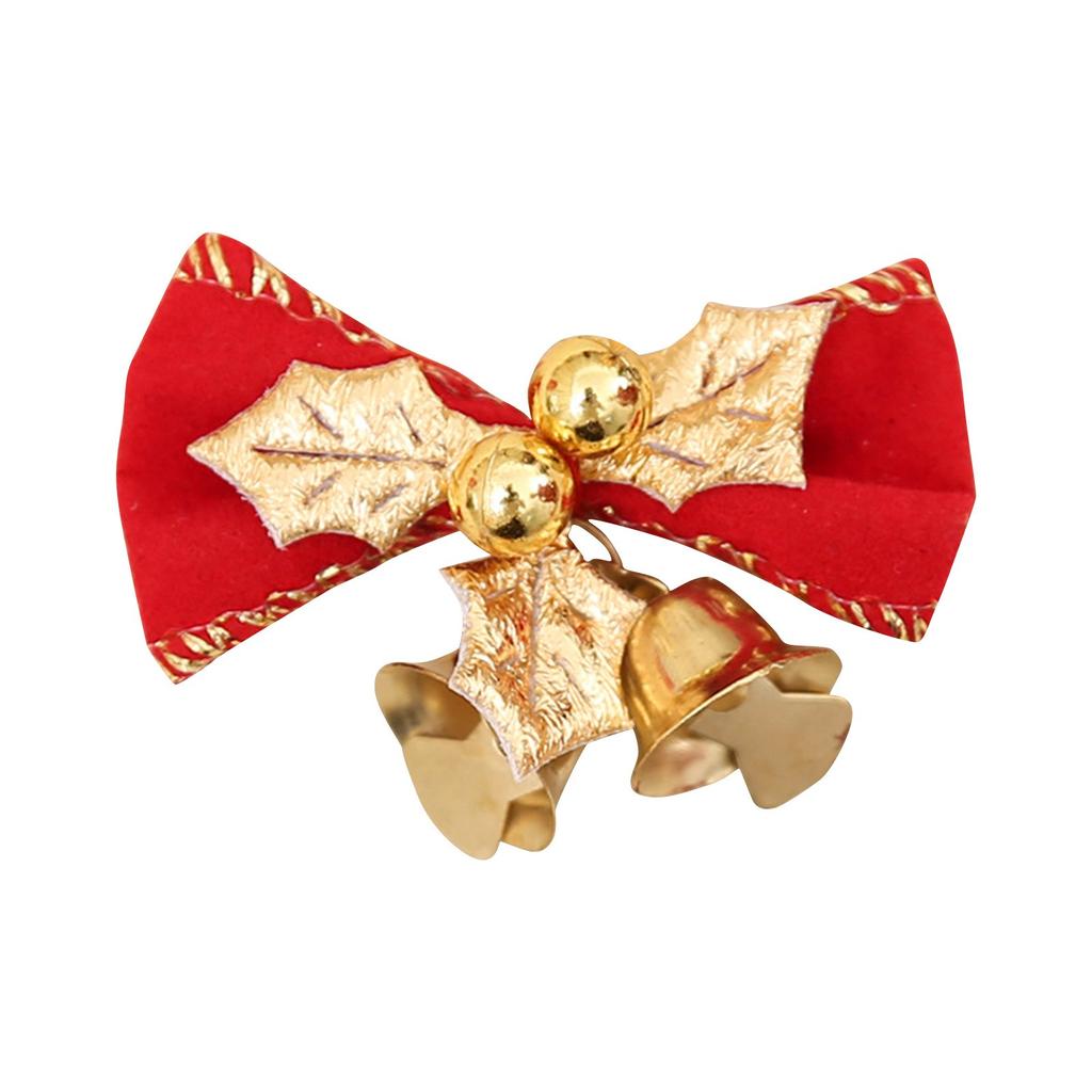 10 Pack Christmas Bow With Bells Xmas Bowknot Craft Gift Ornament Christmas Tree Hanging Decor