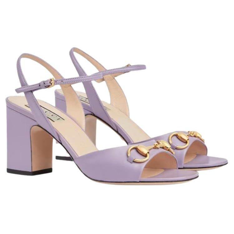 Gucci Horsebit Leather One Strap Sandals Women's Purple 771603 C9D00 5236