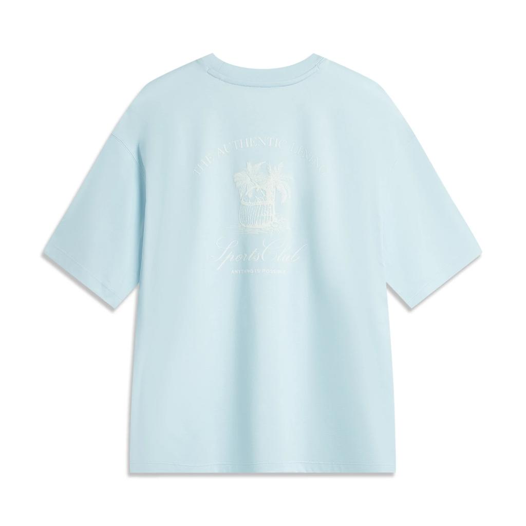 Li Ning Sports Lifestyle Series Letter Print Round Neck Breathable Versatile Loose Short Sleeve T-Shirt Women T-Shirt AHSV188-2