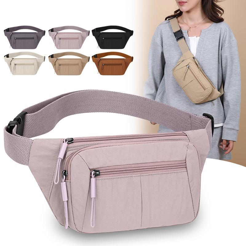 Multi-layer Chest Bag Women's Lightweight Shoulder Crossbody Bag Nylon Sport Riding Waist Bag
