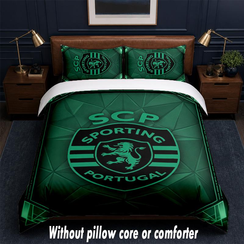Sporting CP FC Design Bed Bedding Set 1 Duvet Cover + 2 Pillowcases Soft Breathable Household Bed Linens