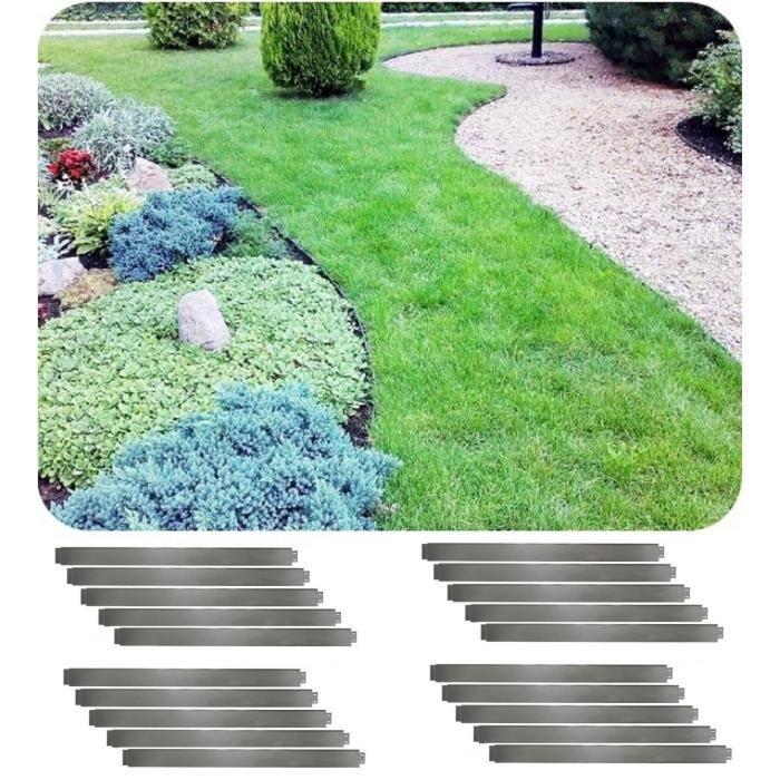 Bordure de Jardin - Métal Galvanisé - 18cm x 100cm - Aluminium - Zinc - Jeu de 20