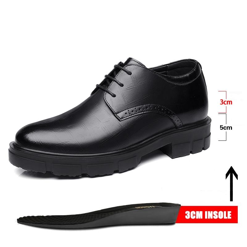 Heighten 8/10CM Man Platform High Heel Shoes Black Dress Man Formal Office Leather Shoes for Men Elegant Business Elevator Shoes