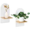Minimalists White Wood Shelf for Modern Home Decors, Wood Floating Shelf Multipurpose Plant and Candle Display,