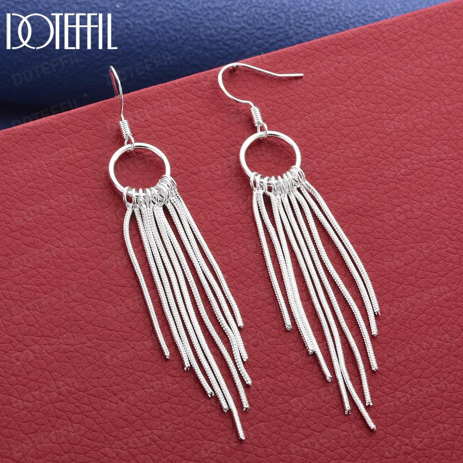 925 Sterling Silber Quasten Anhänger Ohrringe - Exquisites Geschenk Schmuck 1.30*6.30cm white