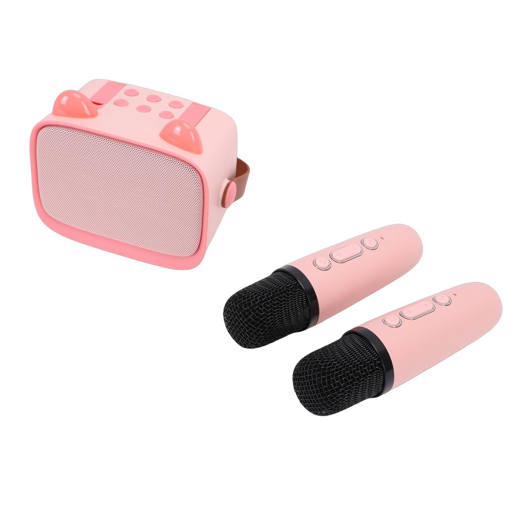 Mini Karaoke Machine Toy Kids Boys Girls Portable Bluetooth Speaker with 2 Wireless Mics for Early Education Home