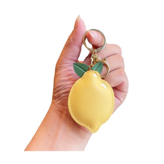 

Keychain Pendant Peach-Shaped Card Holder Faux Leather Access Card Case Simulated Fruit Keychain Decorative Valentine Day Accessory