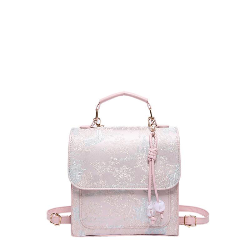 Chic Mid-sized Double Strap Backpack For Girls In Black Green Pink And White Colors