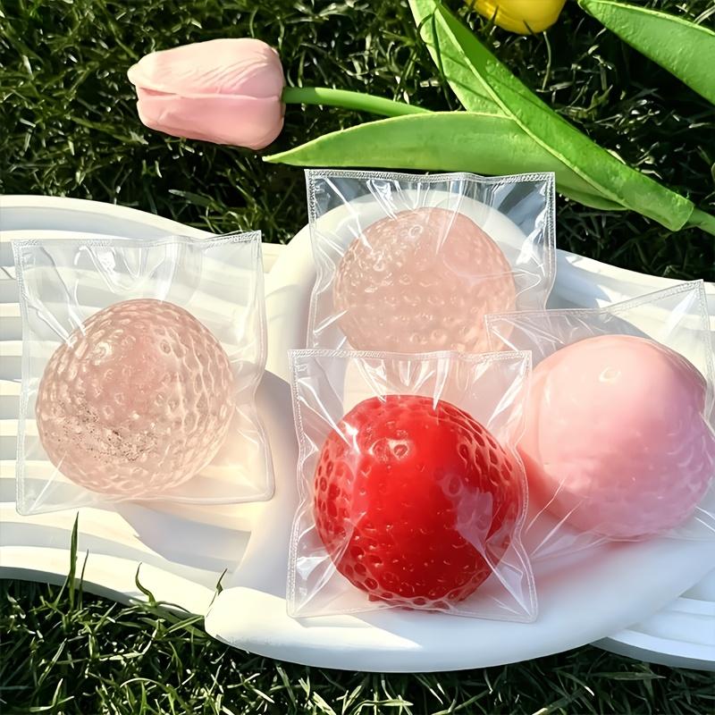 Taba Squishy Strawberry Stress Relief Toy, Cute Squeeze Design, Transparent Durable, Ideal Desktop Decor Relaxation Gift Present