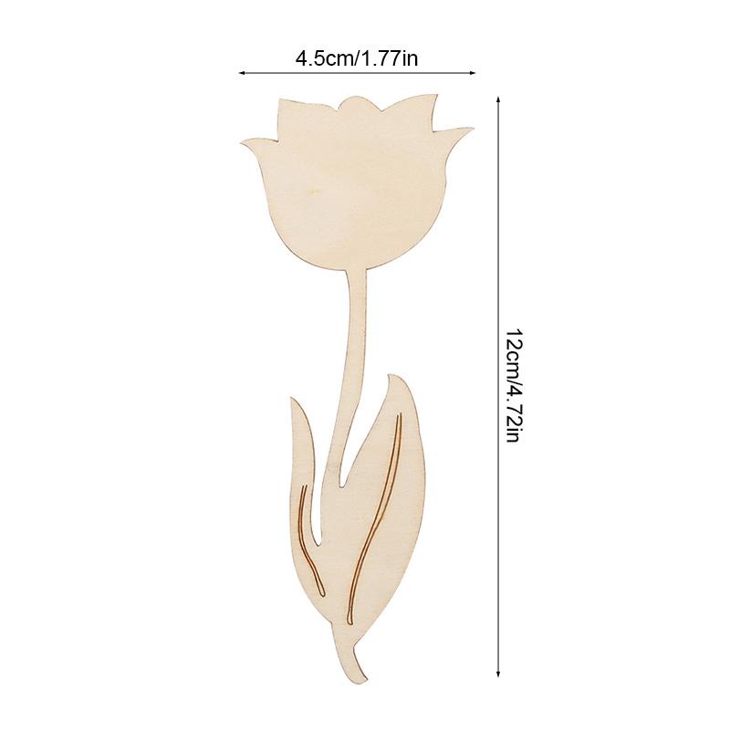 12Pcs Wooden Flower Ornament Unfinished Tulip DIY Painting Crafts Happy Easter Party Spring Home Decoration Kids Gifts Supplies