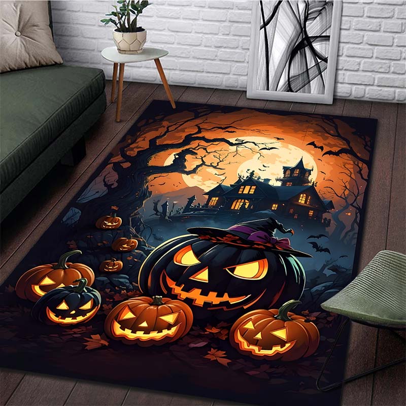 Halloween Pumpkin Head Pattern Rug Carpets for Bedroom Living Room Sofa Mat Creative Door Mat Dressing Room Rugs Play Mats Gifts