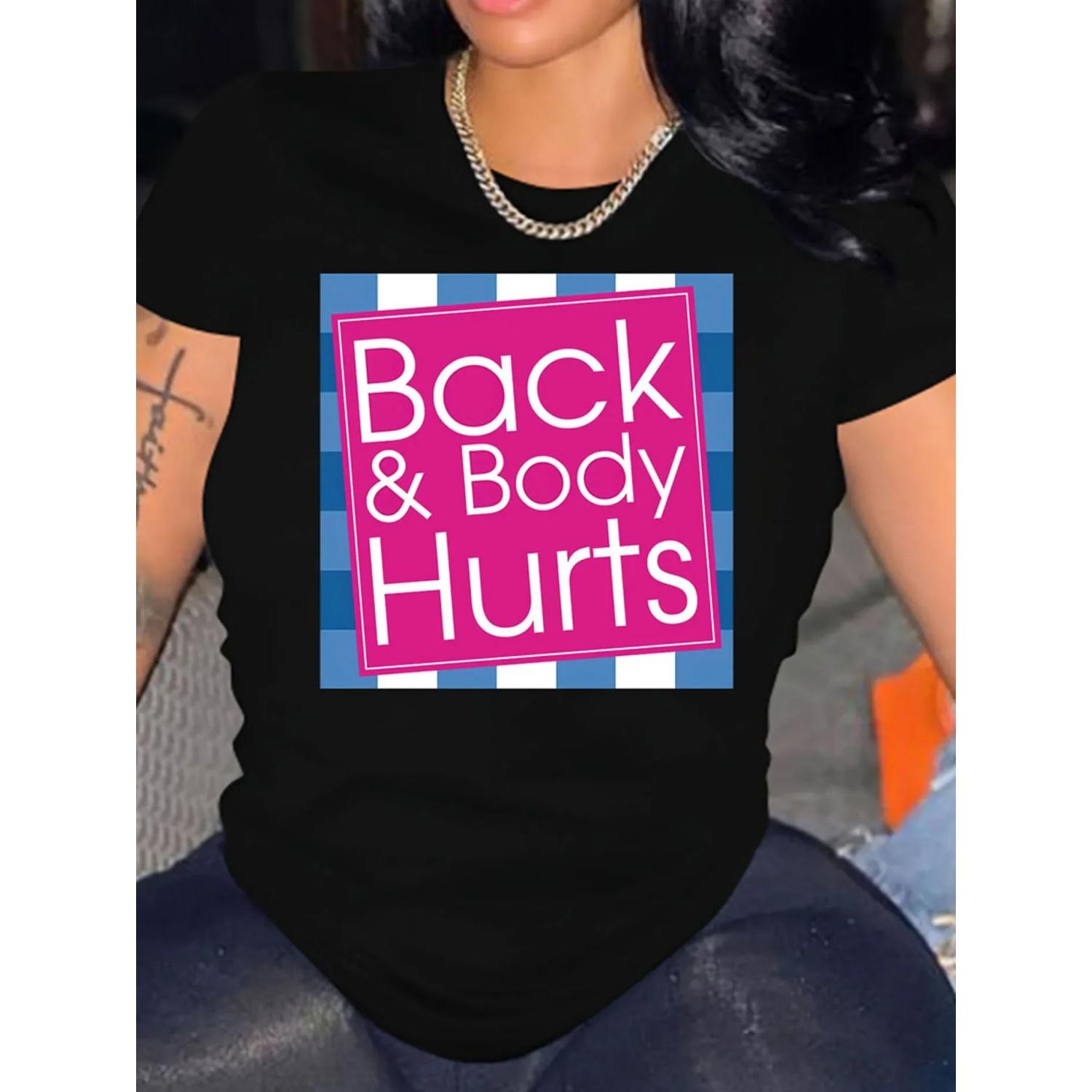 Hurts Women s Plaid Letter Print Crew Neck Short Sleeve T-Shirt for Spring Summer T Shirt Women S