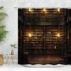 Vintage Library Shower Curtain Old Book Bookshelf Candle Magic Wooden Antique Polyester Fabric Bathroom Decora Curtain Washable