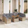 10-Piece Garden Sofa Set with Cushions Beige Poly Rattan 3358114