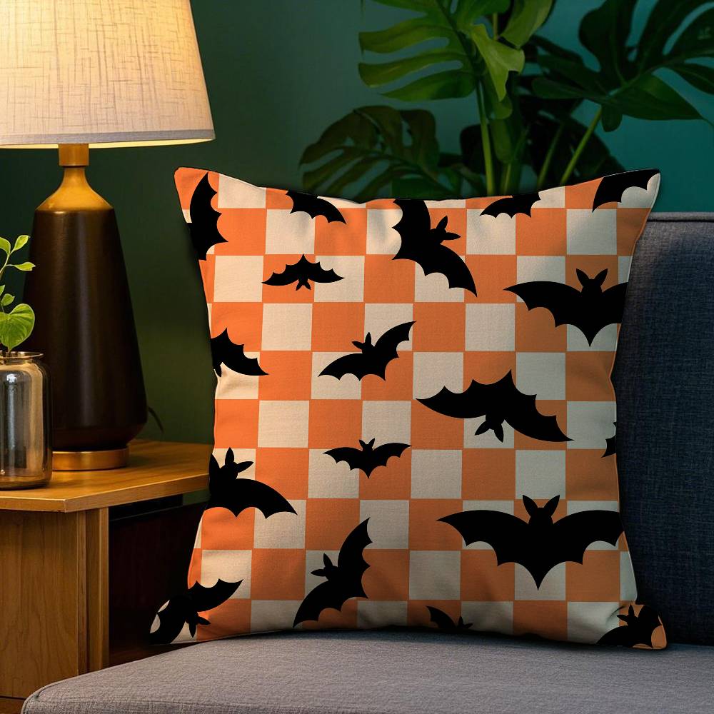 Halloween Scary Bats Pillow Case Plush Fabric Soft Double Sided Print Sofa Cushion Cover Throw Pillow Covers