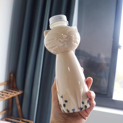 1pc Kawaii Cat Water Bottle For Milk Tea Coffee Juice Portable Drinking Cup Home Transparent Juicing Beverage Drink Bottle