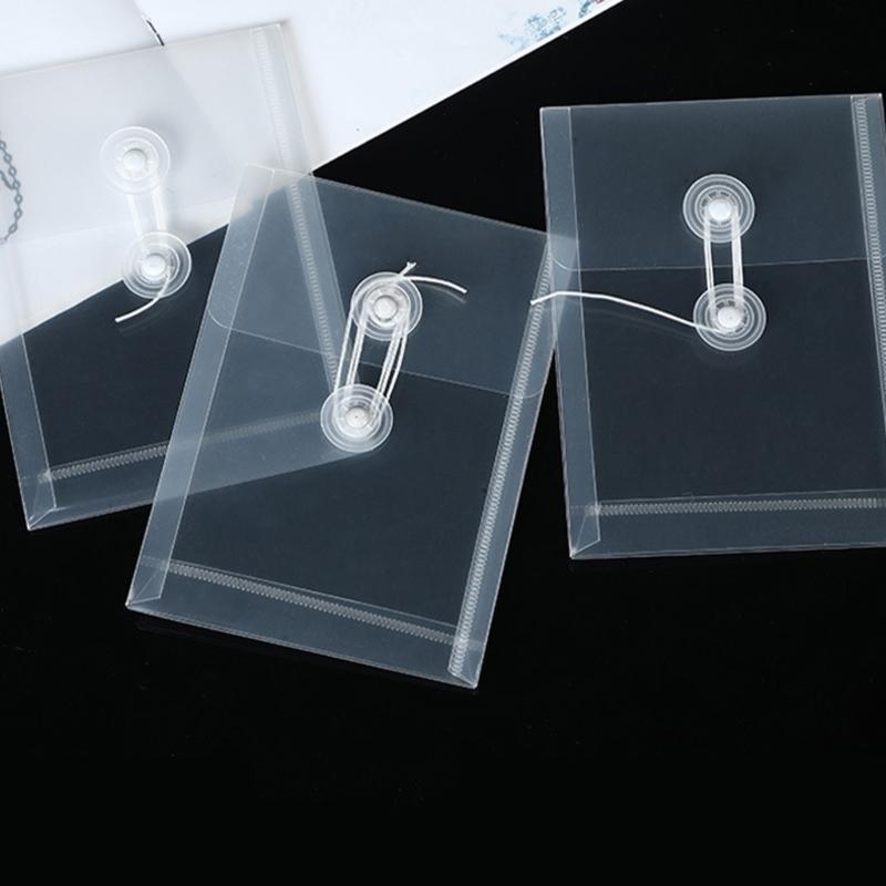 10Pcs Small File Storage Bag Waterproof Clear Plastic Document Pouches with String Closure For Receipt Document Paper