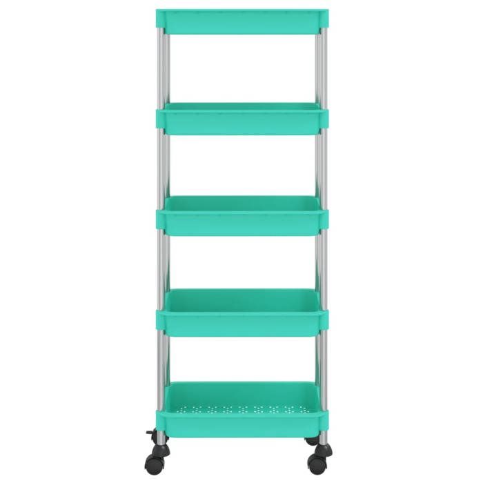 VidaXL Kitchen Trolley 5 Levels Turquoise 42x29x128 Cm Iron and ABS 336334