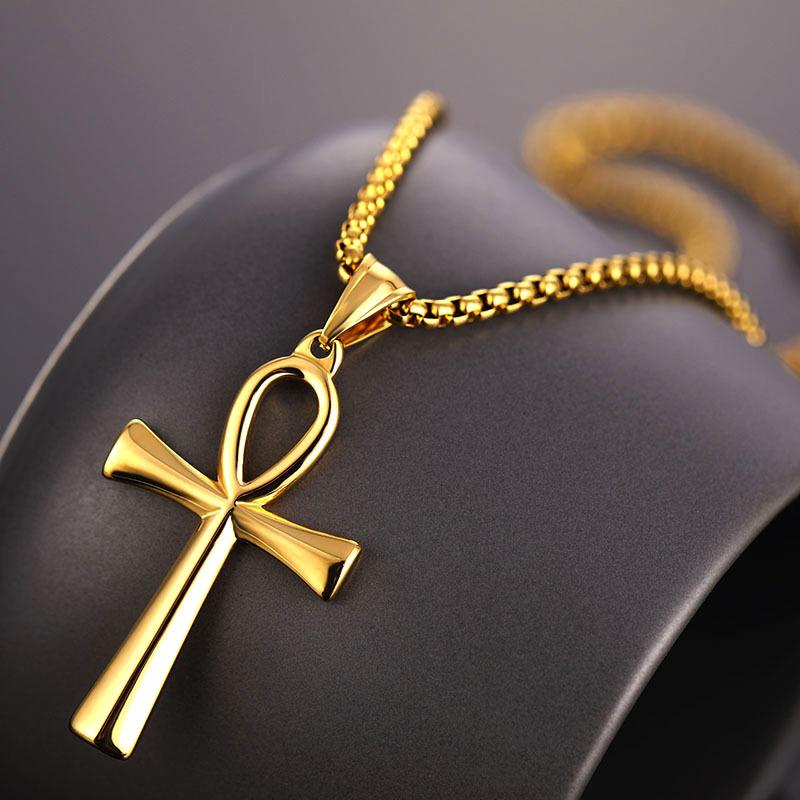 Stainless Steel Egyptian Ankh Necklace For Men Women Cross Pendant Chain  Waterproof Jewelry Accessories