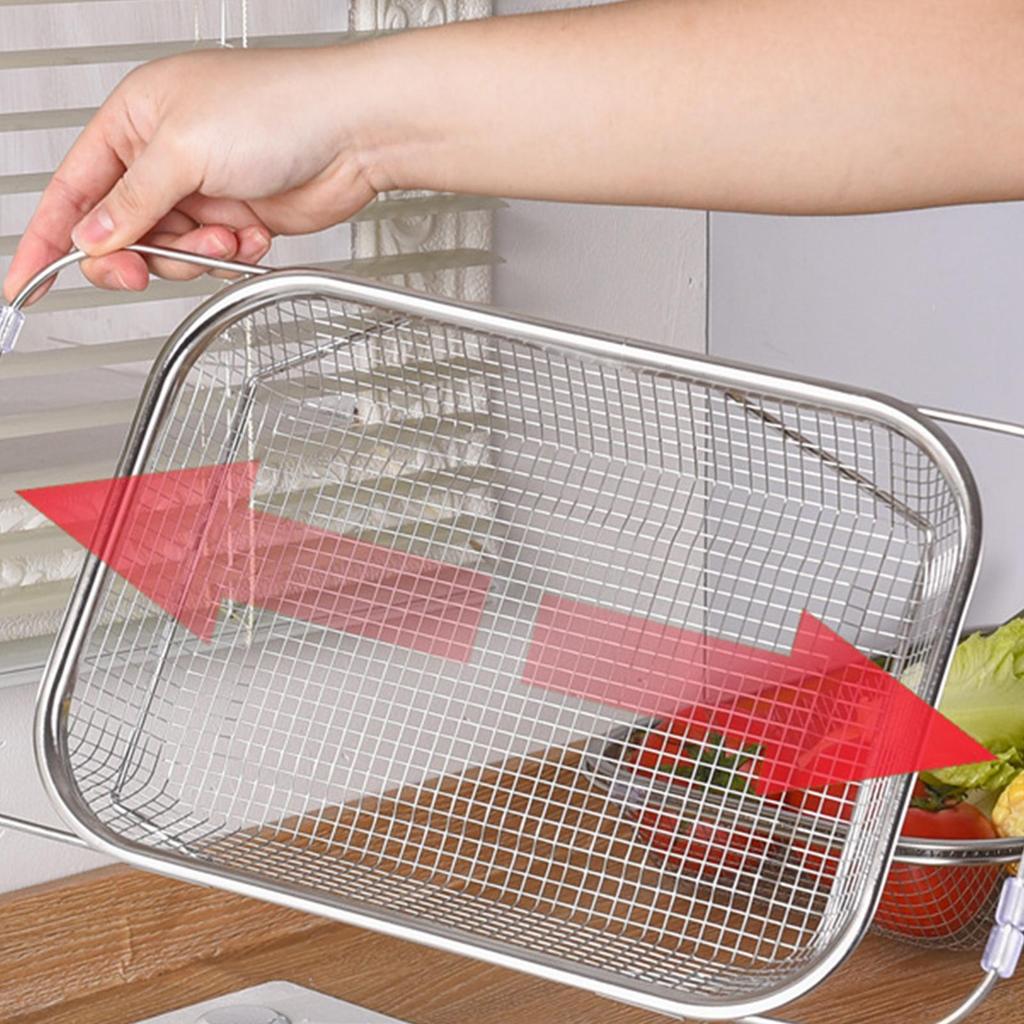 Over The Sink Colander Stainless Steel Extendable Fruit Drying Rack Kitchen Fruit Colanders For Kitchen Apartment Home Cooks