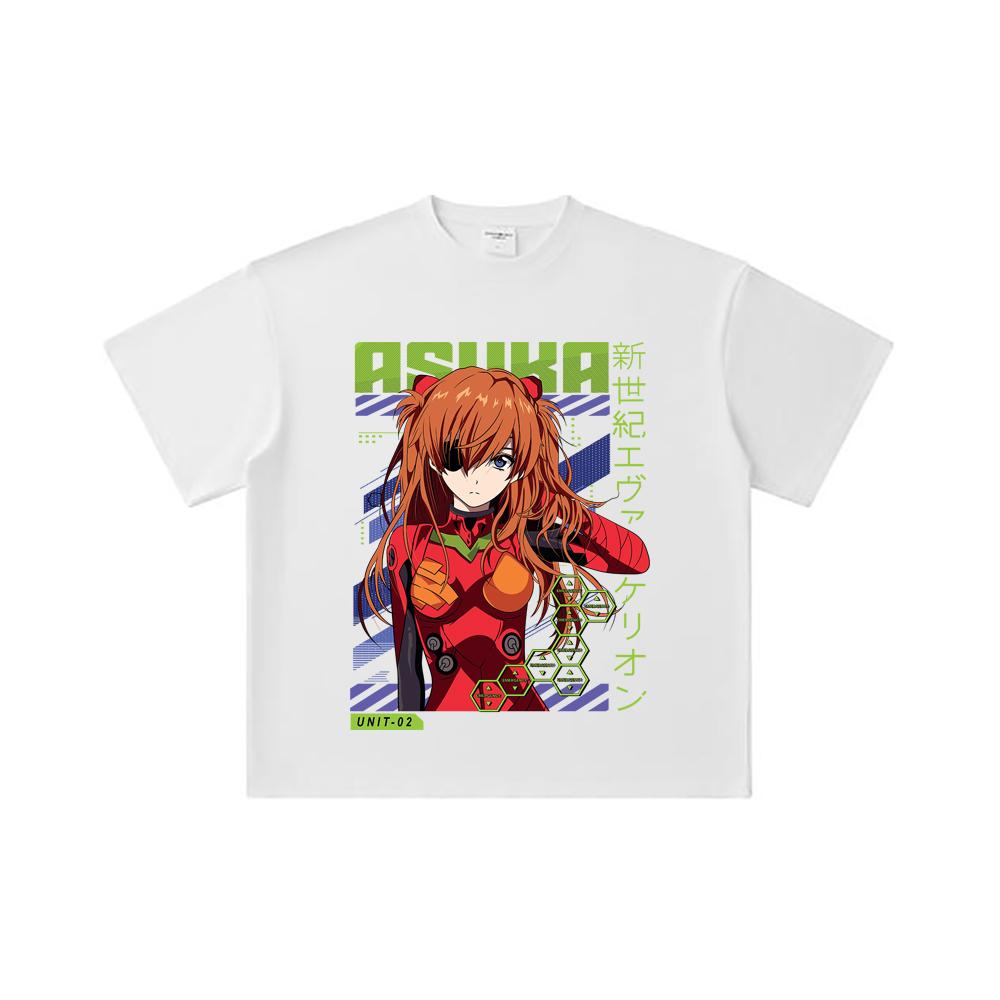 260 GSM Double Yarn 32 Count 100% Cotton Evangelion V3 Asuka Print Unisex Heavy Cotton T Shirt