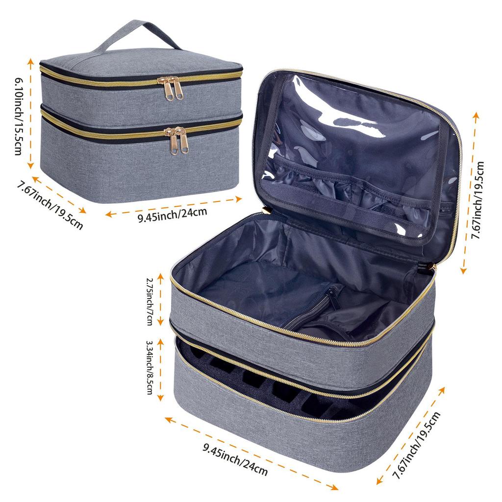 Portable Double-Layer Nail Polish Storage Handbag - Holds 30 Bottles