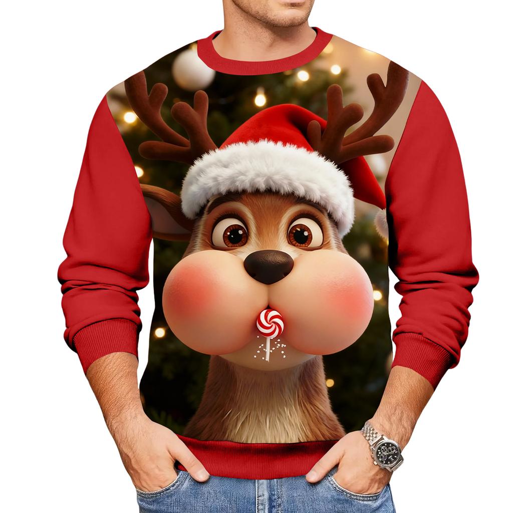 Christmas Print Loose Men's Hoodie