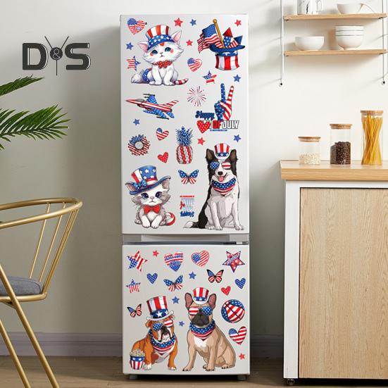 6Pcs Independence Day Static Stickers Easy To Apply Reusable Window Decals July 4th Indoor Outdoor Patriotic Decoration