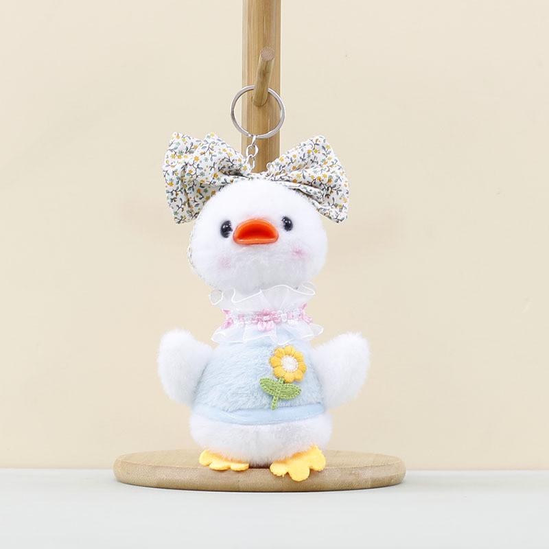 Duck Plush Toy Bow Decoration Doll Keychains Backpack Pendant Holiday Gifts
