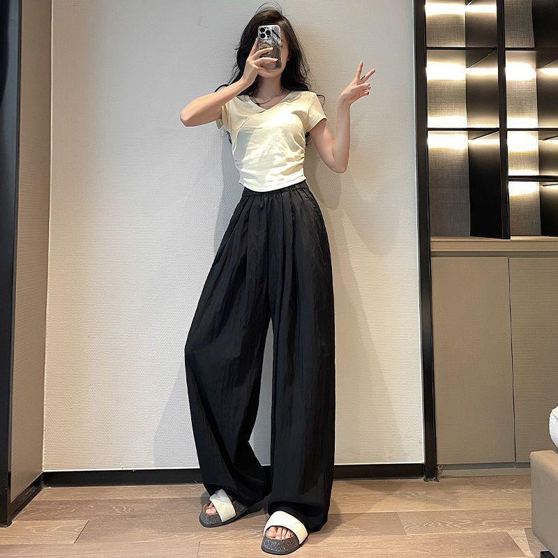 

Plus Size Wide-Leg Lightweight Sun Protection High Waist Cotton Linen Pants for Women 6XL (250-300 Jin)