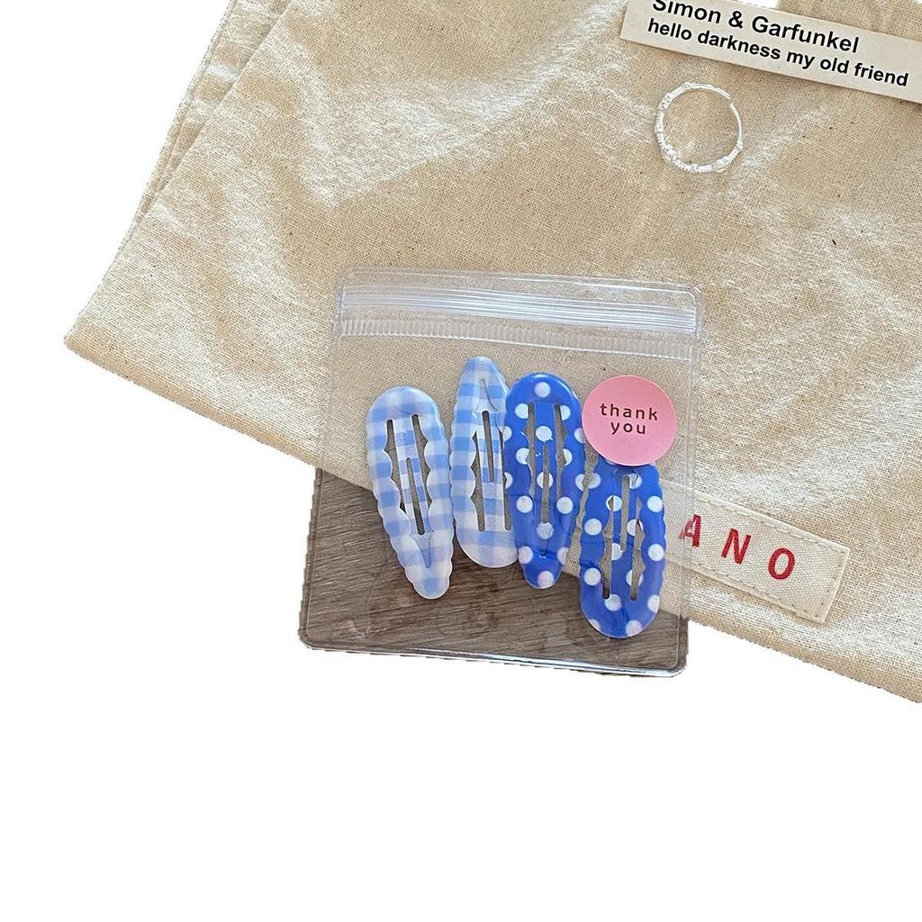 4 Stück/Beutel Süß Niedlich Kariert Wassertropfen BB Clip College Stil Junge Studentinnen Frauen Mädchen Gebrochene Haarklammer Pony Fransen Haarnadel