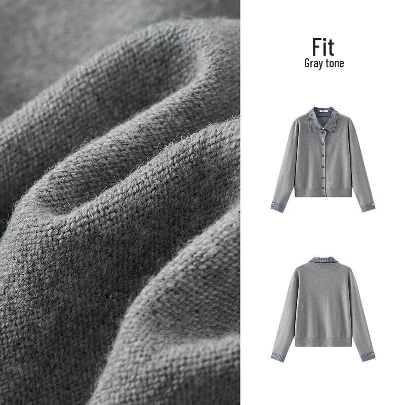 Semir Women's Plaid Shirt Collar Knitted Cardigan