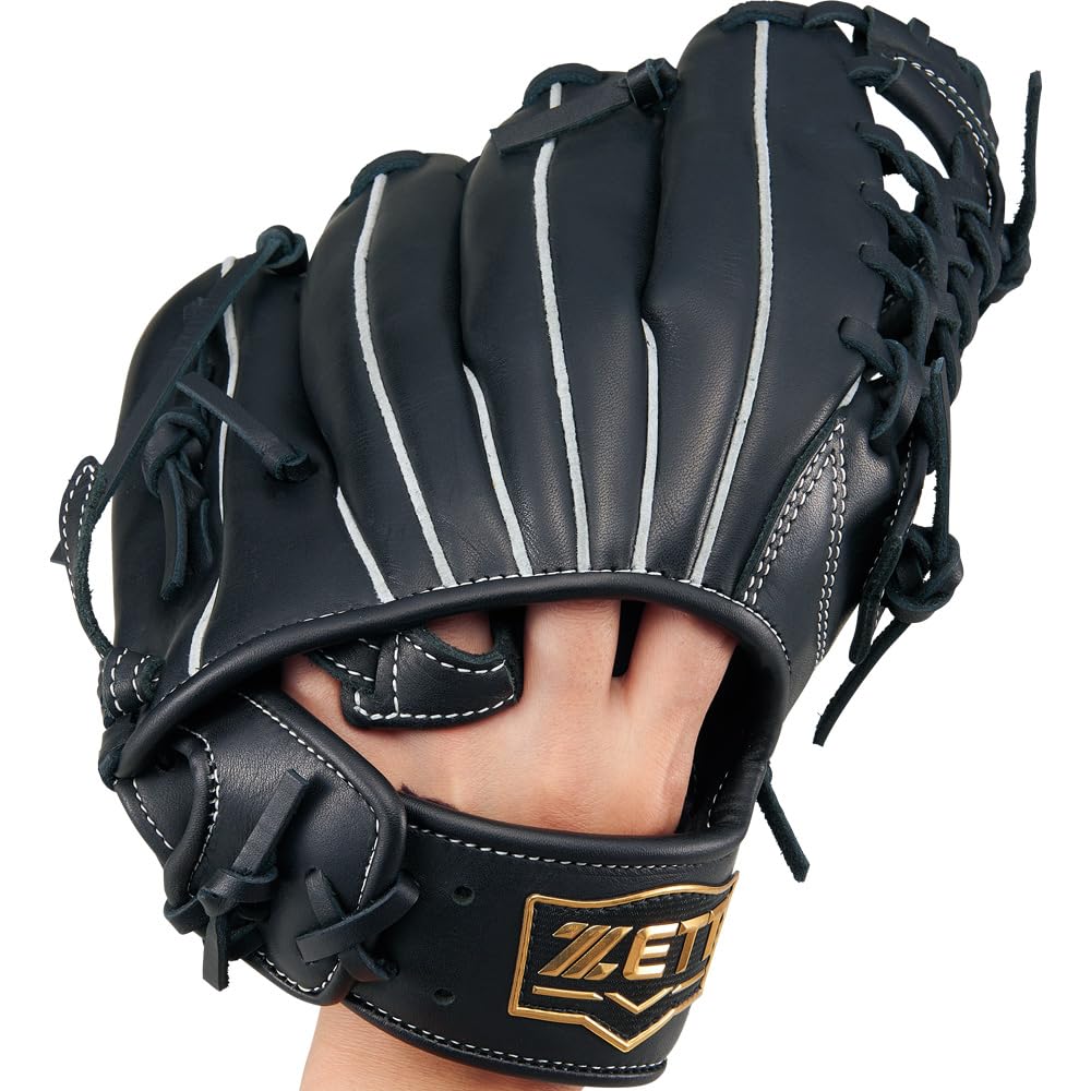 ZETT Youth Softball Glove with Ring Finger Ground Size BJG76264AZ Loop, Hero, All-Around, Black, Right-Handed Throw, M,