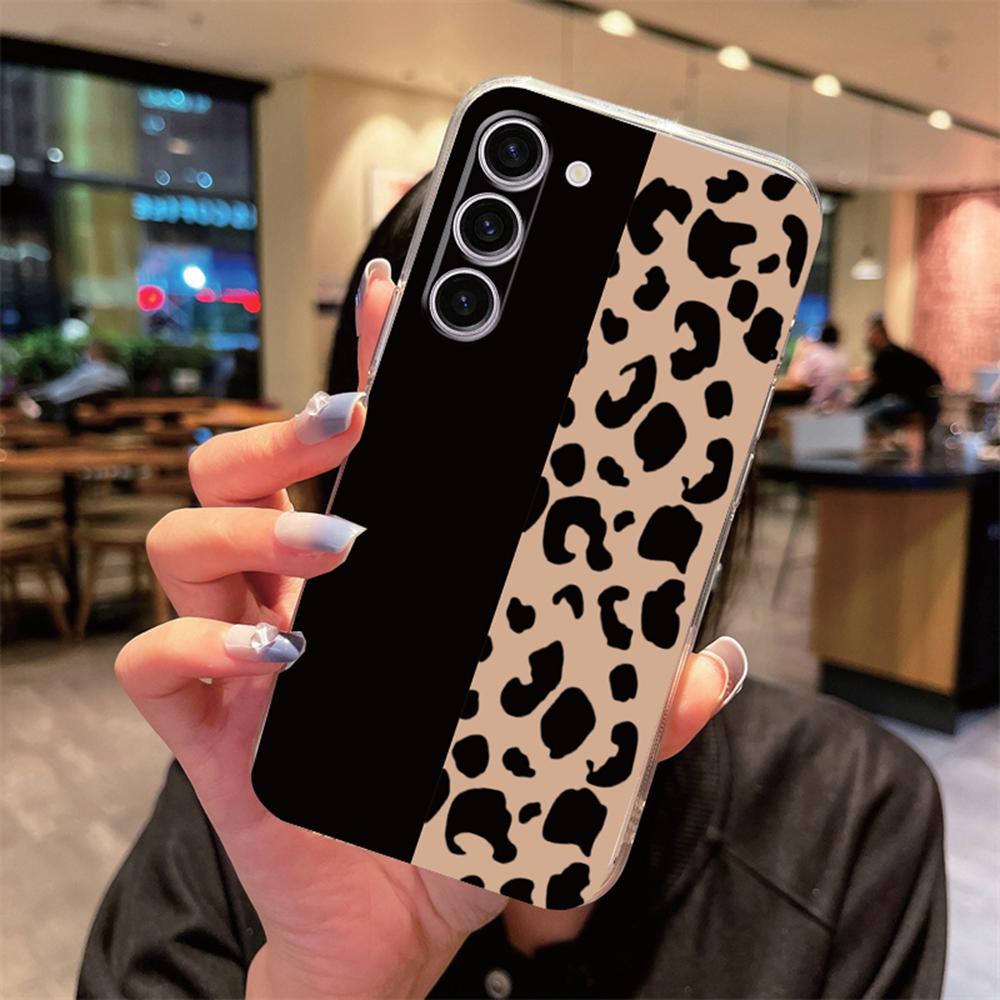 

For Samsung A54 A14 A13 A24 A34 A15 A25 A35 A55 Clear Phone Case White Leopard Print Transparent Artistic Colorful Marble Cover Samsung A15