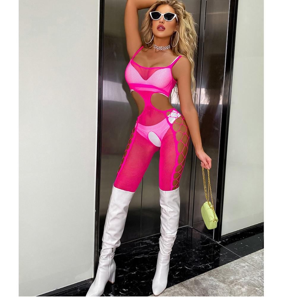 Sexy White Black Lingerie Body Stocking Open Crotch Fishnet Jumpsuit Women Crotchless Lenceria Femenina