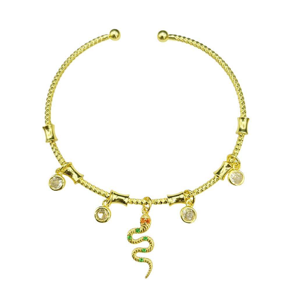 Tree of Life & Butterfly Zircon Bangle - Elegant Retro Jewelry