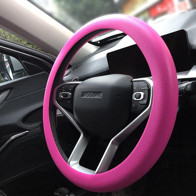 Blue Car Steering Wheel Cover: Universal RPKEY 13.5 To 15 Inches Silicone Steering Cover Compatible With Most Car Models Fit For Round D Shape