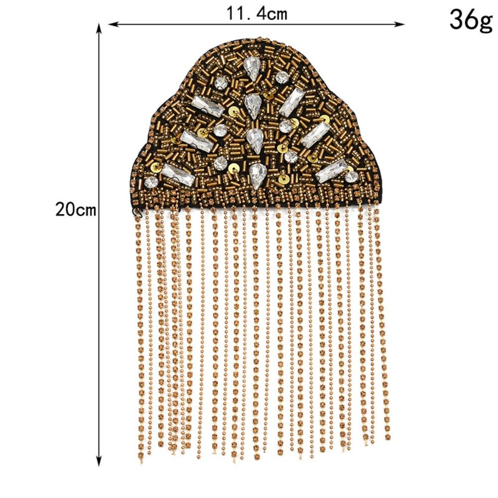 1PC Beaded Decoration Shoulder Epaulette Badges Epaulet Epaulette Fabrics Dress Coat Accessories Gold 3