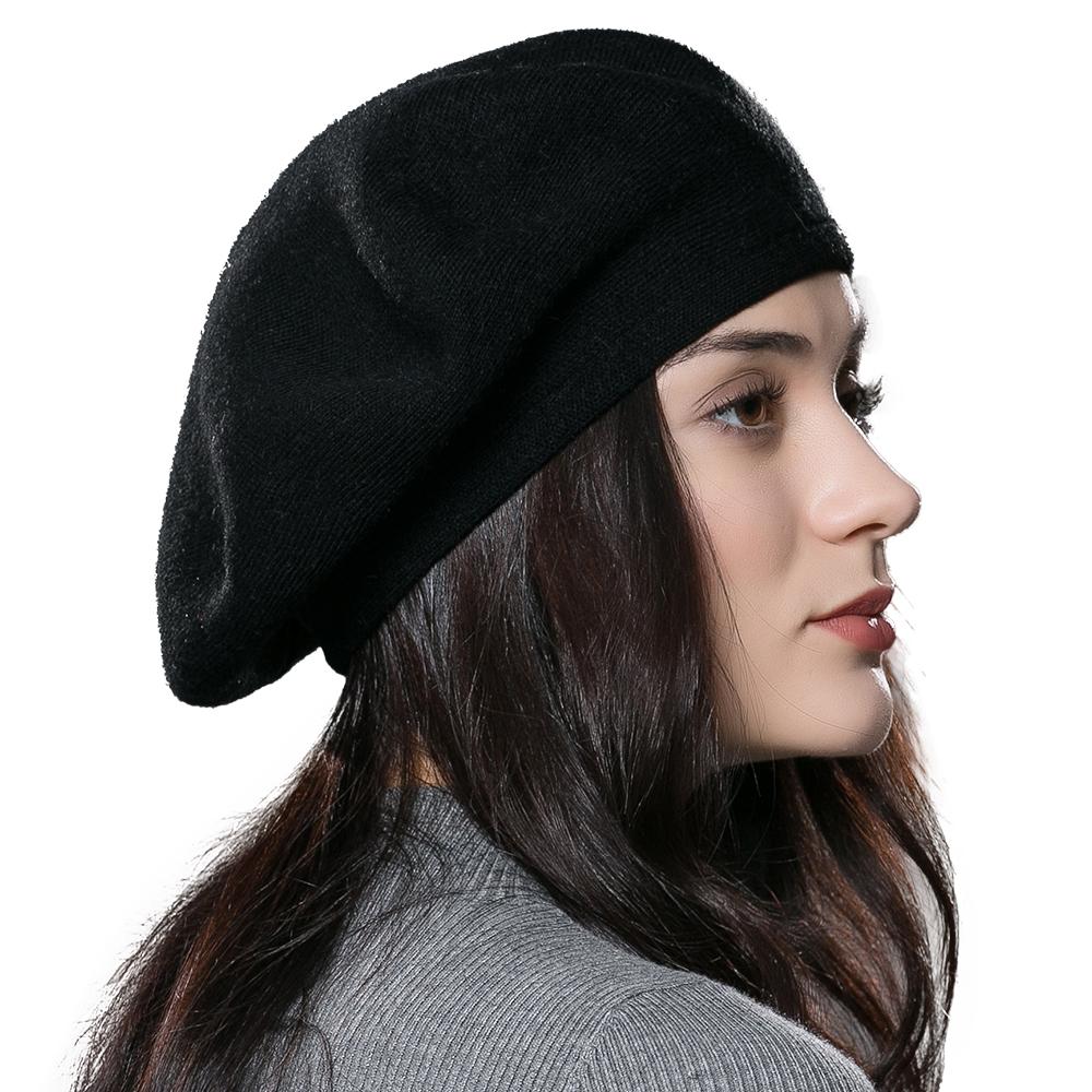 Womens Winter Beret Hat Knitted Beanie Cap Autumn Winter Hat French Classic Beret
