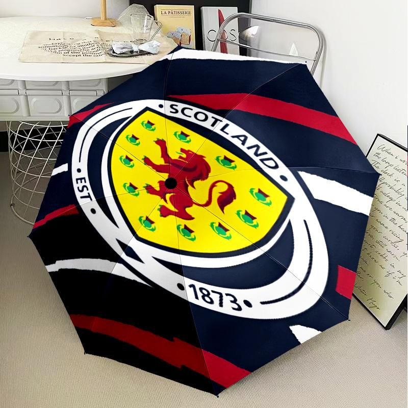 Ombrello Pieghevole Scozia Emblema Leone Rampante, Ombrello Automatico 8 Stecche per Viaggio, Campeggio Uso Regalo per Halloween Natale