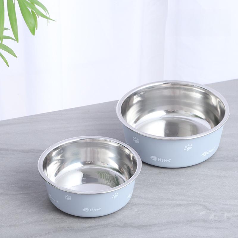 New Double-layer Thickened Suction Cup Dog Bowl Non-slip Pet Bowl Stainless Steel Dog Bowl Cat Bowl